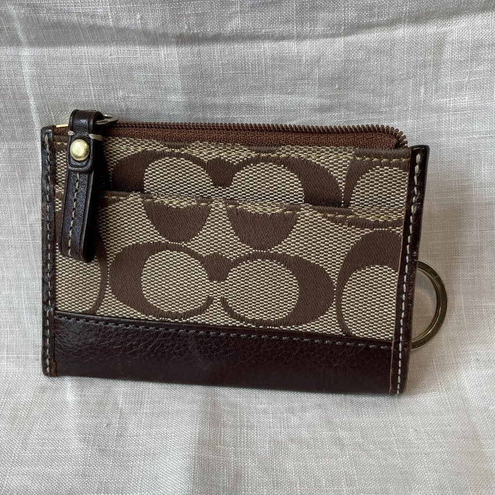 Mini Skinny Id Case In Colorblock Signature Canvas